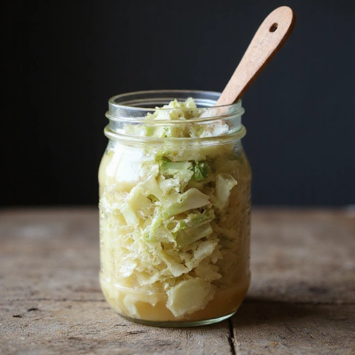 Chucrut en un frasco de vidrio