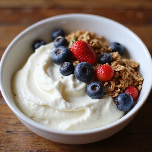 Yogur natural con frutas y granola