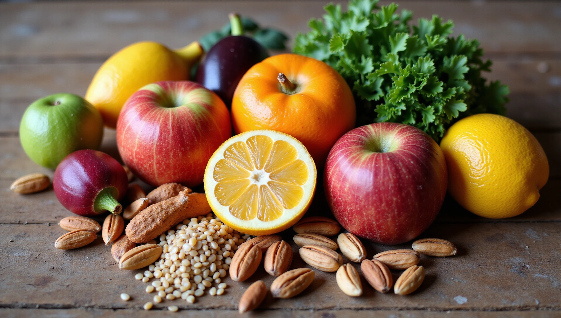 Arreglo vibrante de alimentos saludables y naturales