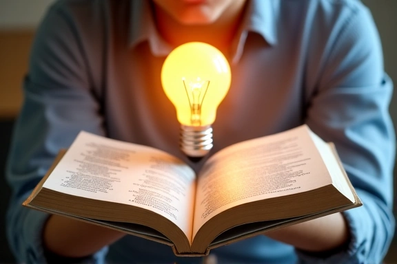 Persona leyendo un libro con preguntas y respuestas